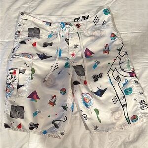 Fox White Hybrid Shorts with Sporty Design Board shorts